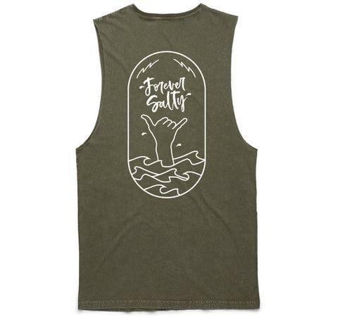 FOREVER SALTY MUSCLE (DISTRESSED MOSS GREEN)